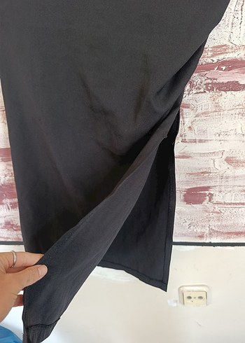 Drapeli Siyah Uzun  Eteği - Görsel 3