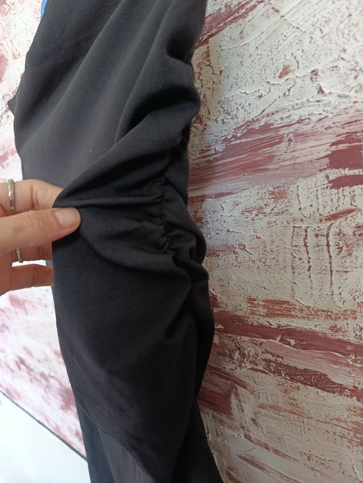 Drapeli Siyah Uzun  Eteği - Görsel 2