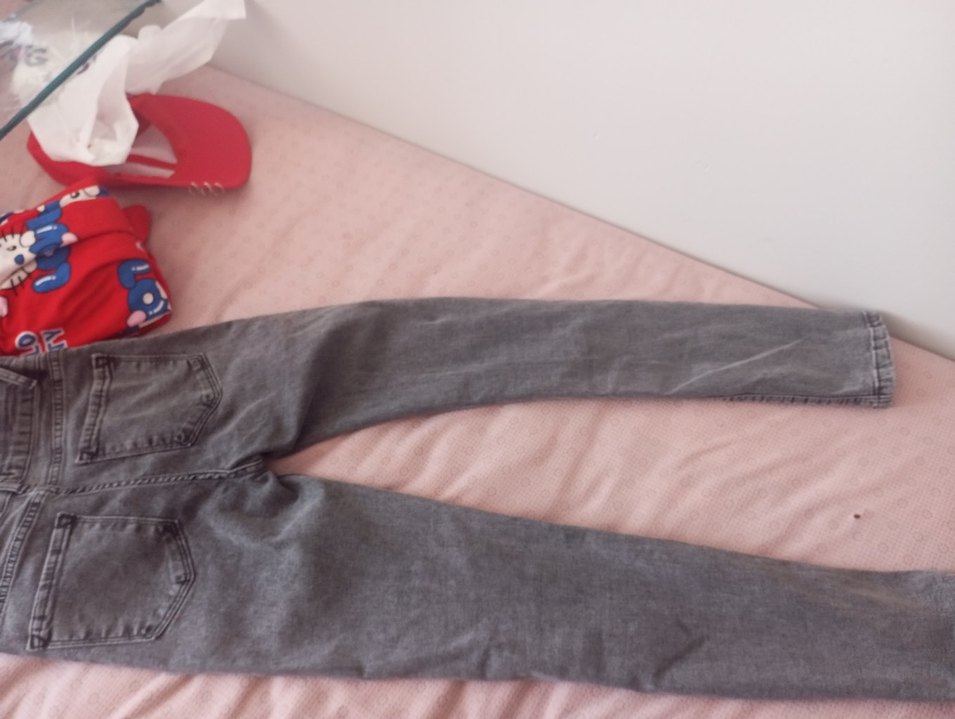 Düğmeli Gri Kadın Midi Kot Pantolon - Görsel 3