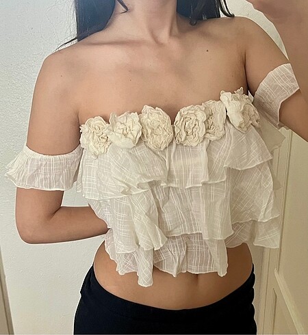 Zara Müslin Çiçekli Dokulu Top