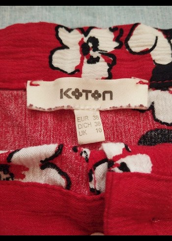 Koton Çiçek Desenli Kırmızı Midi Etek