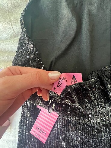 Siyah Payetli elbise - Görsel 5
