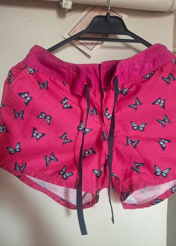 Kelebek Desenli Pembe Kadın Mini Şort