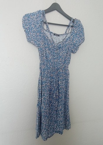Diğer V Yaka Strappy Bohem Midi Elbise