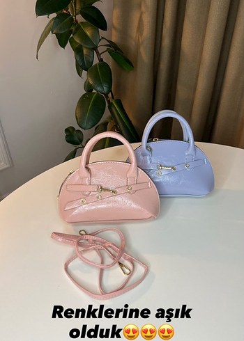 Pembe Deri Tokalı Kadın Çanta