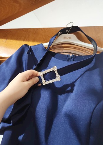 Klasik Lacivert Midi Elbise - Görsel 3