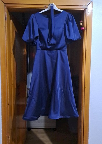 Klasik Lacivert Midi Elbise - Görsel 6