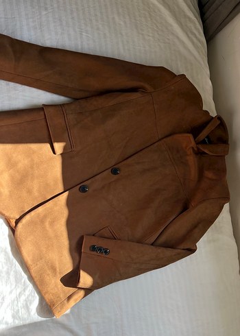 Kadın Kahverengi Süet Düğmeli Blazer