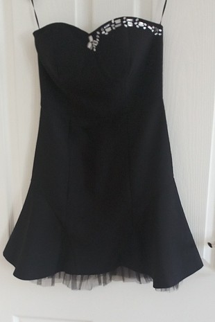 Koton straplez siyah mini elbise