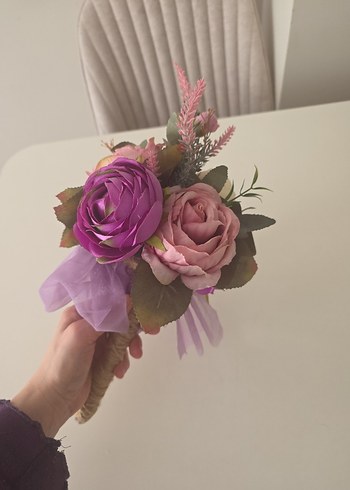 Pembe Dantel Bohem Gelin Buketi - Görsel 3