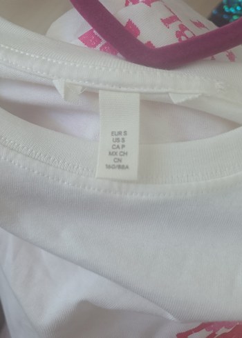 Beyaz Baskılı Oversize Kadın Tişört h&m - Görsel 5