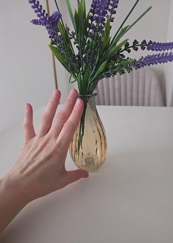 Pastel Mor Cam Vazo ve lavanta - Görsel 2