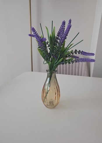 Pastel Mor Cam Vazo ve lavanta - Görsel 3