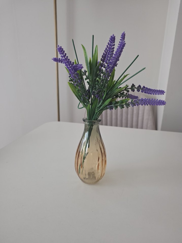 Pastel Mor Cam Vazo ve lavanta - Görsel 3