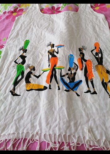 Baskılı Kolsuz Beyaz Mini Pareoiadesiz tahminiXL - Görsel 8