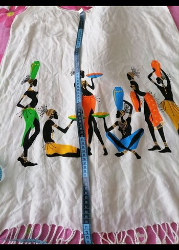 Baskılı Kolsuz Beyaz Mini Pareoiadesiz tahminiXL - Görsel 2