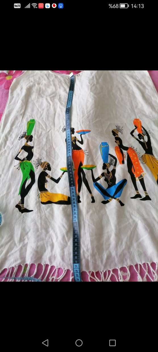 Baskılı Kolsuz Beyaz Mini Pareoiadesiz tahminiXL - Görsel 2