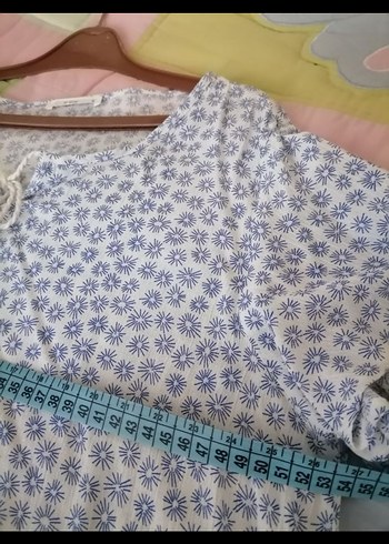 xl Beden mavi Renk Bağcıklı V Yaka Kısa Kollu Bohem Bluziadesiz açıkmavi XL