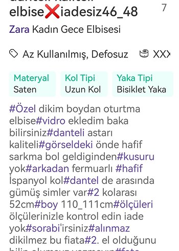 Bohem Tarz dantel Uzun Kollu abiye  Elbiseiadesiz tahm44-46 - Görsel 7