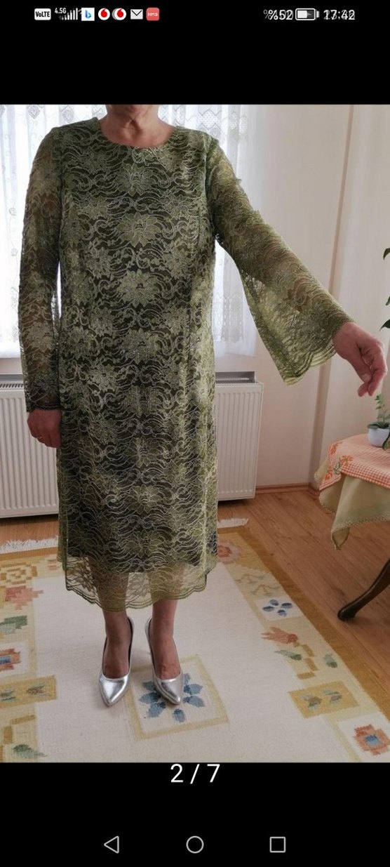 Bohem Tarz dantel Uzun Kollu abiye  Elbiseiadesiz tahm44-46 - Görsel 3