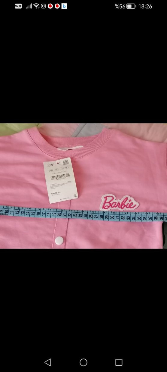 Zara Barbie Baskılı Pembe Kız Boleroiadesiz 5-6 yaş - Görsel 4