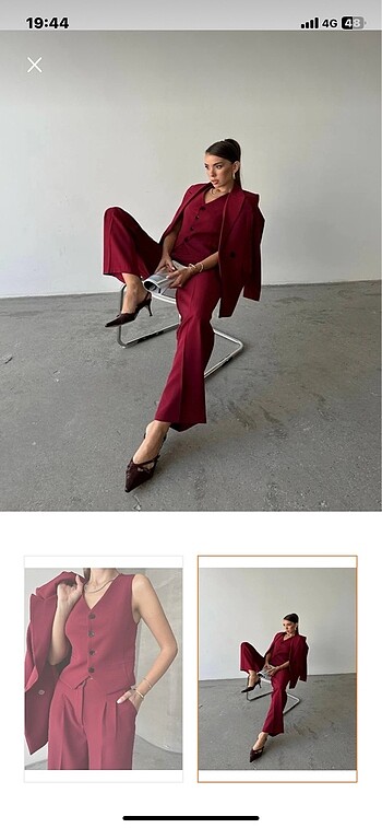 Trendyol & Milla Bordo renkli takım elbise takımı