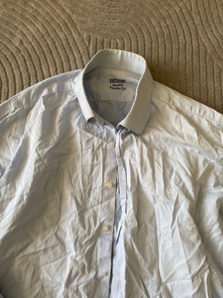 Düğmeli Beyaz Keten Uzun Kollu Erkek Gömlek - Görsel 3