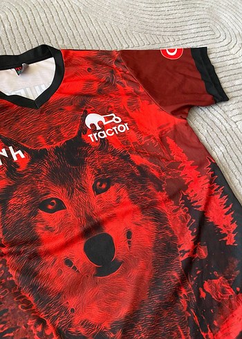 Kırmızı Baskılı Erkek Spor Tişört - Görsel 5