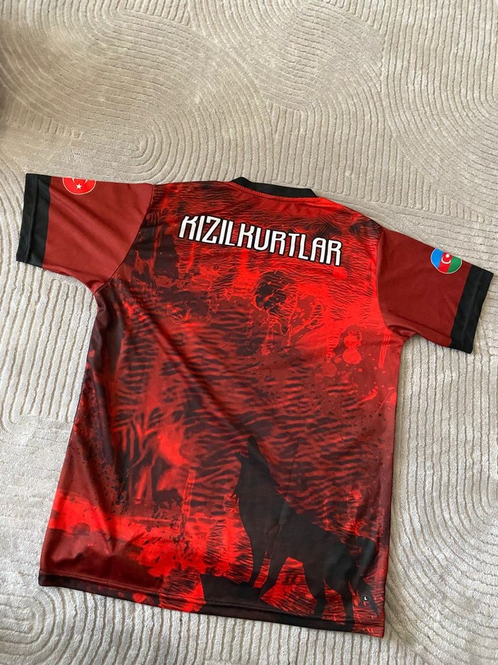 Kırmızı Baskılı Erkek Spor Tişört - Görsel 2