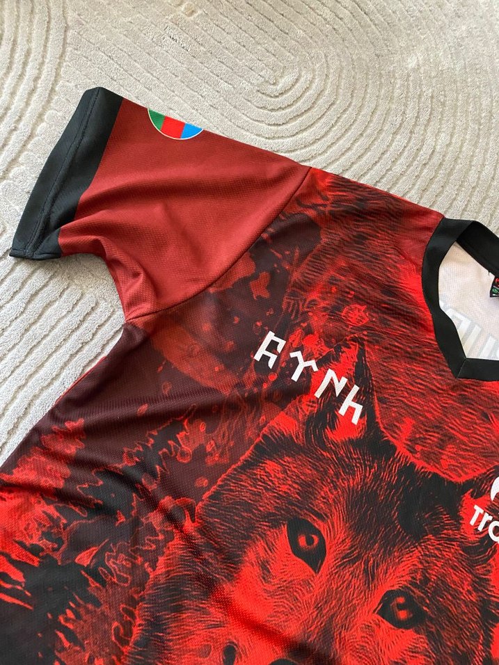 Kırmızı Baskılı Erkek Spor Tişört - Görsel 4