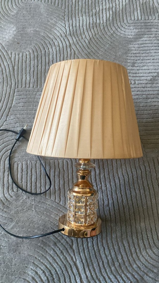 Bej Katlamalı Abajur Lambası - Görsel 3