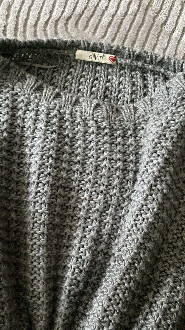 Gri Örgü Kadın Boğazlı Triko Kazak - Görsel 3