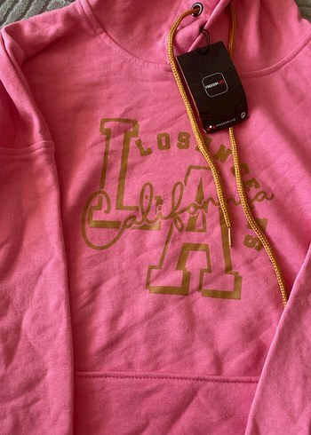 Pembe Kapüşonlu Kadın Sweatshirt - Görsel 2