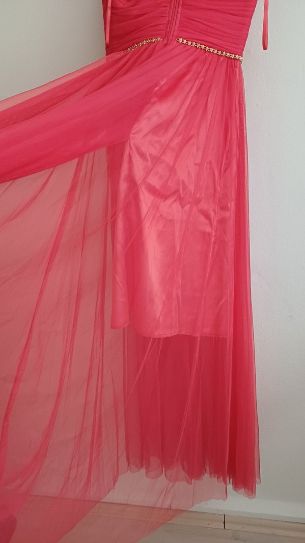 Drapeli Uzun Abiye Elbise - Görsel 4