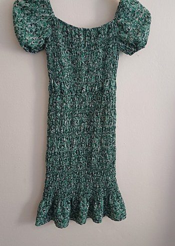 Yeşil Bağlama Desenli elbise - Görsel 6