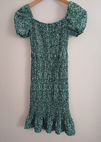 Yeşil Bağlama Desenli elbise - Görsel 2