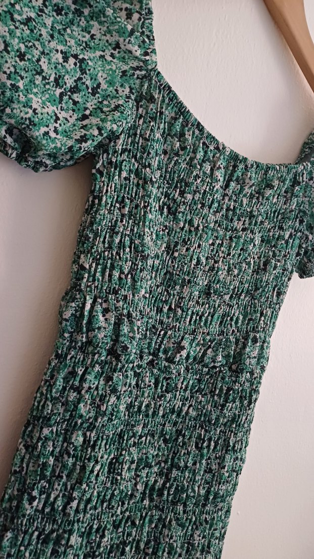 Yeşil Bağlama Desenli elbise - Görsel 5