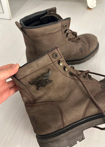 Kahverengi Süet Harley-Davidson Biker Bot - Görsel 3