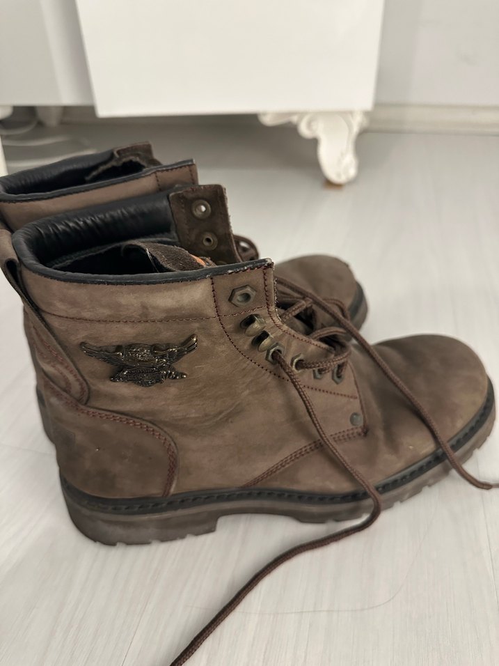 Kahverengi Süet Harley-Davidson Biker Bot - Görsel 2