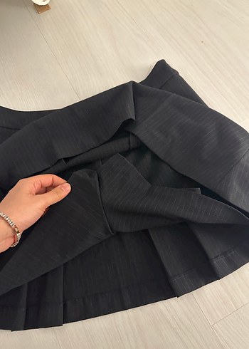 Zara Lacivert şortlu  Pilili Mini Etek - Görsel 7