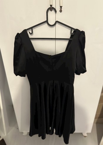 Drapeli Siyah diz üstü  Kadın Elbise - Görsel 4