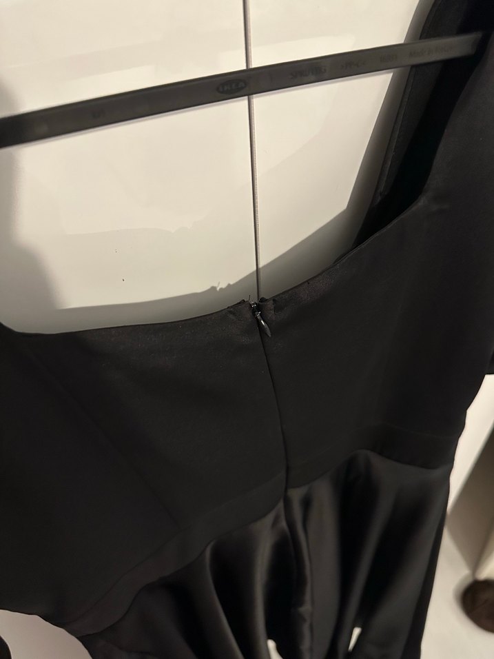 Drapeli Siyah diz üstü  Kadın Elbise - Görsel 5