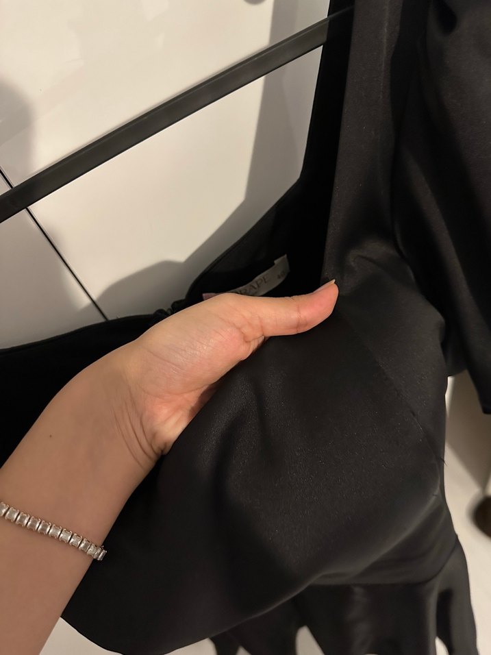 Drapeli Siyah diz üstü  Kadın Elbise - Görsel 3