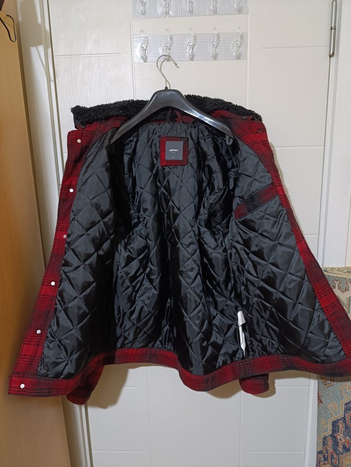 Kırmızı Ekoseli Düğmeli Erkek Ceket - Görsel 3