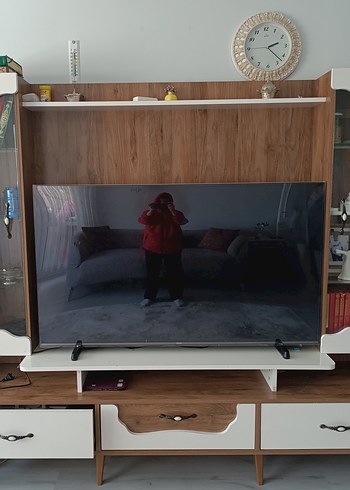 Retro Ayaklı Beyaz-Meşe TV Ünitesi & Kitaplık Seti - Görsel 2