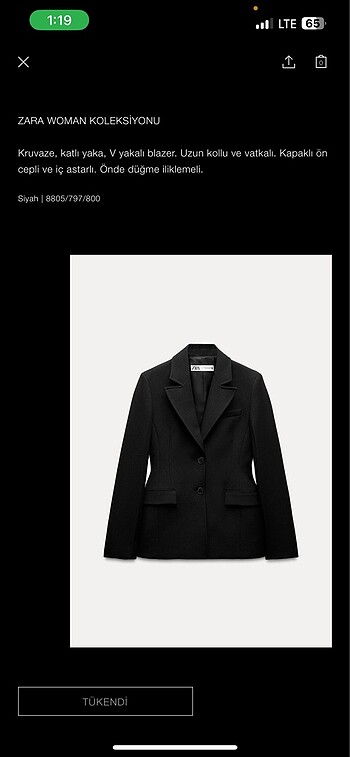 Zara zara vücuda oturan blazer