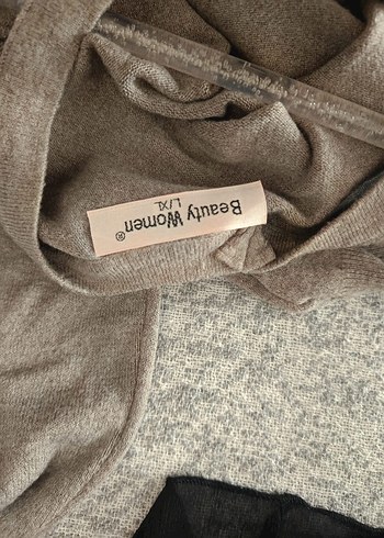 Bej V Yaka Uzun Kollu Triko Kazak - Görsel 5