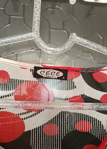 Kırmızı Gri Desenli Uzun Kollu V Yaka Bluz - Görsel 4