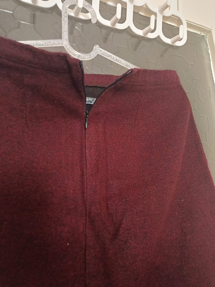 Bordo Midi Mini Etek Kışlık - Görsel 3