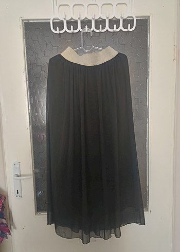 Drapeli Siyah Uzun Gotik Etek - Görsel 2